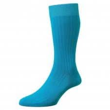 Pantherella Danvers Plain Bright Turquoise Luxury Mercerised Egyptian Cotton Men's Socks