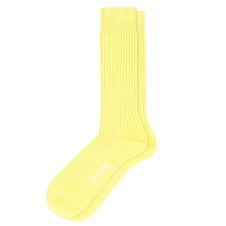 Pantherella Danvers Plain Citrus Lemon Yellow Luxury Mercerised Egyptian Cotton Men's Socks