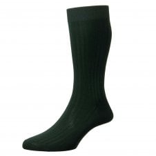 Pantherella Danvers Plain Dark Green Luxury Mercerised Egyptian Cotton Men's Socks