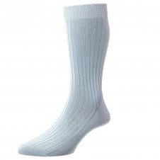 Pantherella Danvers Plain Sky Blue Luxury Mercerised Egyptian Cotton Men's Socks
