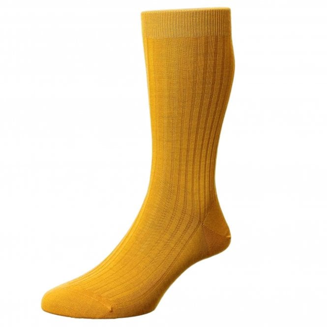 Pantherella Laburnum Plain Bright Gold Luxury Merino Wool Men's Socks
