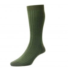 Pantherella Laburnum Plain Leaf Green Luxury Merino Wool Men's Socks