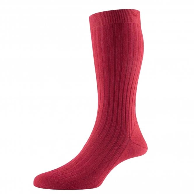 Pantherella Laburnum Plain Royal Red Luxury Merino Wool Men's Socks