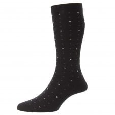 Pantherella "Shelford" Egyptian Fil D'Ecosse Black Polka Dot Socks