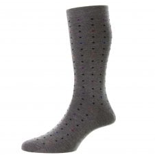 Pantherella "Shelford" Egyptian Fil D'Ecosse Grey Polka Dot Socks