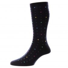 Pantherella "Shelford" Egyptian Fil D'Ecosse Navy Polka Dot Socks