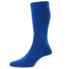 Pantherella "Shelford" Egyptian Fil D'Ecosse Sapphire Blue Polka Dot Socks
