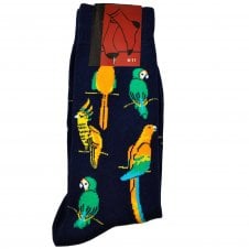 Parrots & Toucans Navy Blue Men's Novelty Socks