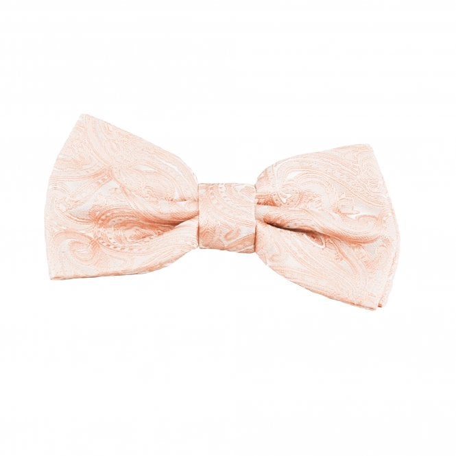 Peach Paisley Pattern Boys Bow Tie
