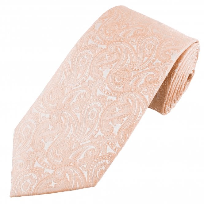 Peach Paisley Pattern Men's Tie