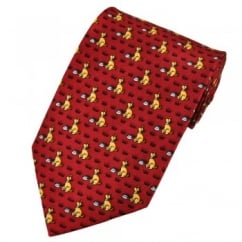 Pet Dogs Burgundy Red Novelty Silk Tie