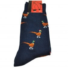 Pheasant Navy Blue Men's Novelty Socks