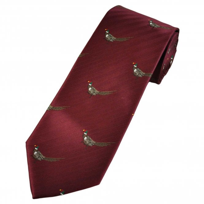 Pheasant Wine Red Men's Novelty Tie