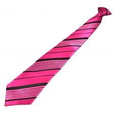 Pink & Black Striped Men's Clip On Tie