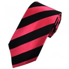 Pink & Black Striped Silk Tie