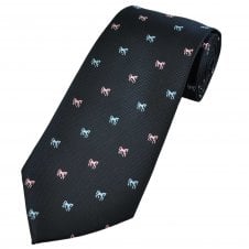 Pink & Blue Horses on Navy Men's Novelty Tie