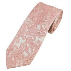 Pink Embossed Paisley Patterned Luxury Silk Men's Tie