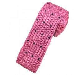 Pink & Navy Blue Polka Dot Silk Knitted Tie