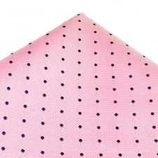 Pink & Navy Blue Polka Dot Silk Pocket Square Handkerchief