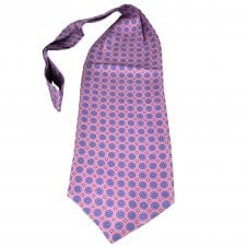 Pink, Purple, White, Yellow & Blue Floral Pattern Luxury Silk Cravat Tie - Made in Italy