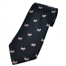 Pink Scotty Dogs Navy Blue Men's Novelty Tie
