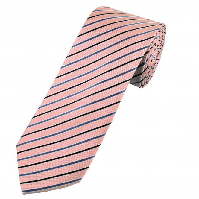 Pink, Sky Blue & Navy Striped Men's Silk Tie