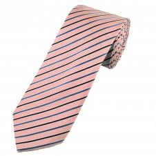 Pink, Sky Blue & Navy Striped Men's Silk Tie