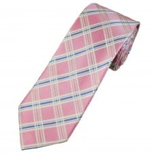Pink, White & Blue Checked Men's Silk Tie