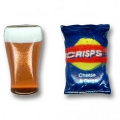 Pint Of Lager & Packet Of Crisps Novelty Cufflinks