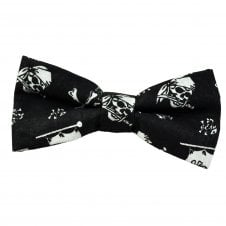 Pirate with Skull & Crossbones Black & White Cotton Men's Bow Tie