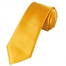 Plain Amber Gold Men's Satin Tie
