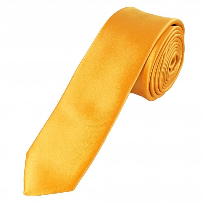  Plain Amber Gold Men's Skinny Tie