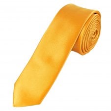  Plain Amber Gold Men's Skinny Tie