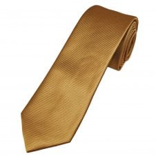 Plain Antique Gold Ribbed Men's 7cm Narrow Tie