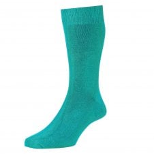 Plain Aqua Blue Men's Socks - HJ Hall Supersoft Bamboo Premium Collection