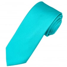 Plain Aqua Blue Narrow Men's Silk Tie