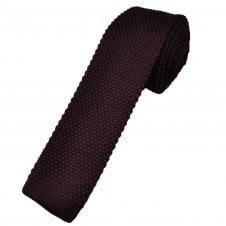Plain Aubergine Men's Skinny Knitted Tie