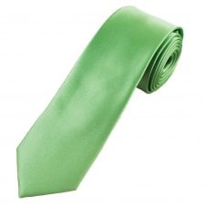 Plain Autumn Sage Green Boys Skinny Tie