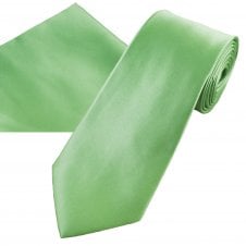 Plain Autumn Sage Green Men's Satin Tie & Pocket Square Handkerchief Set