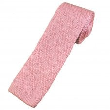 Plain Baby Pink Self Pattern Polka Dot Men's Knitted Tie