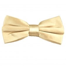 Plain Beige Men's Silk Satin Bow Tie by Lupi Romani