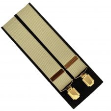 Plain Beige Men's Trouser Braces - Gold Clips