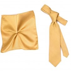 Plain Beige Silk Men's Tie & Pocket Square Handkerchief Set by Tresanti