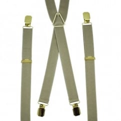 Plain Beige Skinny Men's Trouser Braces