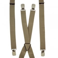 Plain Beige Skinny Trouser Braces