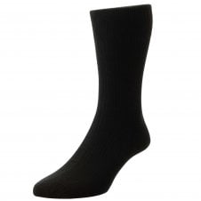 Plain Black 98% Cotton Men's Socks by HJ Hall