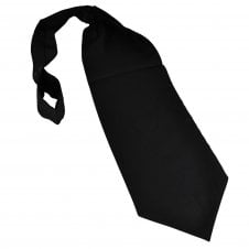 Plain Black Luxury Silk Satin Cravat Tie - Made in Italy