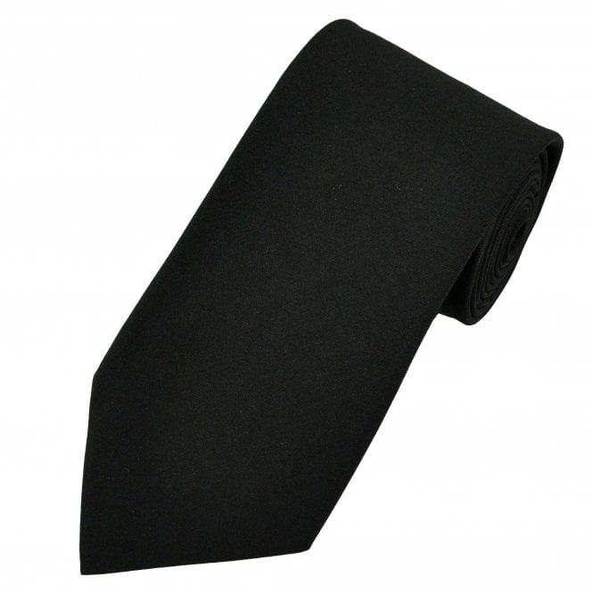 Plain Black Matte Finish Short Length Machine Washable Tie