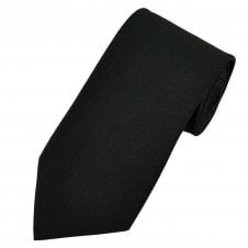 Plain Black Matte Finish Short Length Machine Washable Tie