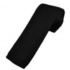 Plain Black Men's Knitted Tie